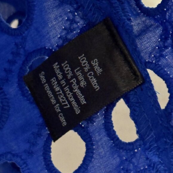 Simply Vera Vera Wang Blue Eyelet Long Sleeve Button-Up Shirt Sz L Sheer - Picture 4 of 10